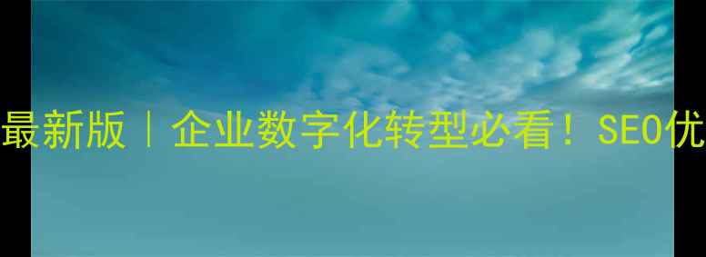 图片 管理系统官方网站最新版｜企业数字化转型必看！SEO优化技巧+实操指南1
