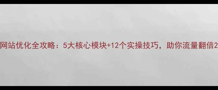 图片 网站优化全攻略：5大核心模块+12个实操技巧，助你流量翻倍2