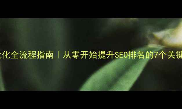 图片 网站优化全流程指南｜从零开始提升SEO排名的7个关键步骤1