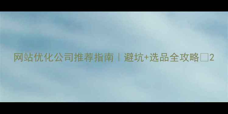 图片 网站优化公司推荐指南｜避坑+选品全攻略🔥2