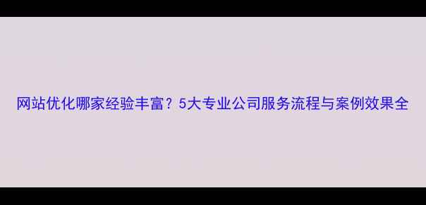 图片 网站优化哪家经验丰富？5大专业公司服务流程与案例效果全