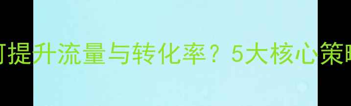 图片 网站优化如何提升流量与转化率？5大核心策略与实战案例