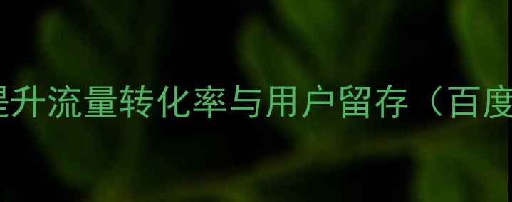 图片 网站优化如何提升流量转化率与用户留存（百度SEO实战指南）