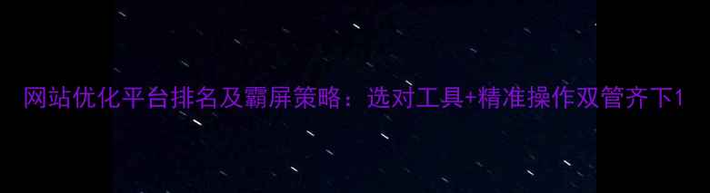 图片 网站优化平台排名及霸屏策略：选对工具+精准操作双管齐下1