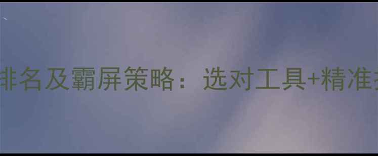 图片 网站优化平台排名及霸屏策略：选对工具+精准操作双管齐下2