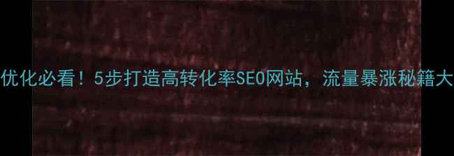 图片 网站优化必看！5步打造高转化率SEO网站，流量暴涨秘籍大公开