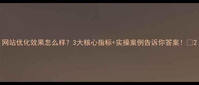 图片 网站优化效果怎么样？3大核心指标+实操案例告诉你答案！🔥2