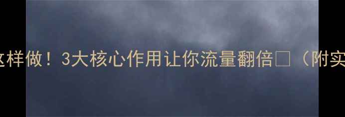 图片 网站优化这样做！3大核心作用让你流量翻倍💥（附实操指南）2