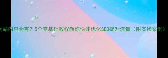 图片 网站内容为零？5个零基础教程教你快速优化SEO提升流量（附实操案例）2