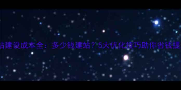 图片 网站建设成本全：多少钱建站？5大优化技巧助你省钱提效2