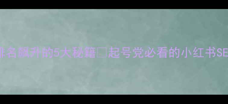 图片 网站排名飙升的5大秘籍✨起号党必看的小红书SEO干货