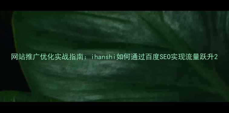 图片 网站推广优化实战指南：ihanshi如何通过百度SEO实现流量跃升2