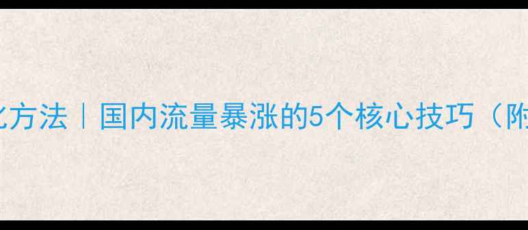 图片 网站空间优化方法｜国内流量暴涨的5个核心技巧（附实操步骤）1