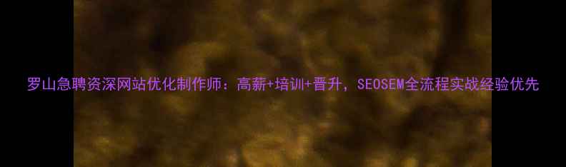 图片 罗山急聘资深网站优化制作师：高薪+培训+晋升，SEOSEM全流程实战经验优先