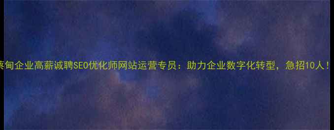 图片 蔡甸企业高薪诚聘SEO优化师网站运营专员：助力企业数字化转型，急招10人！1