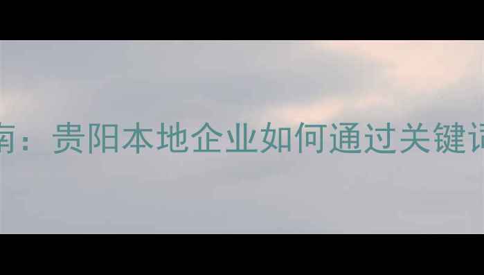 图片 贵州网站SEO优化指南：贵阳本地企业如何通过关键词布局提升搜索排名1