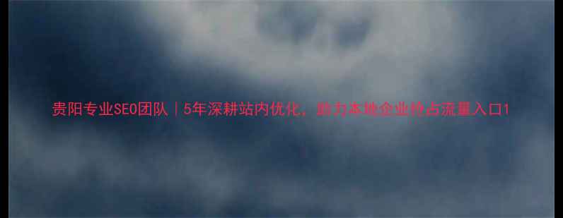 图片 贵阳专业SEO团队｜5年深耕站内优化，助力本地企业抢占流量入口1