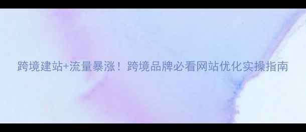 图片 跨境建站+流量暴涨！跨境品牌必看网站优化实操指南