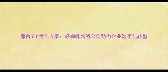 图片 邢台SEO优化专家：好蜘蛛网络公司助力企业数字化转型