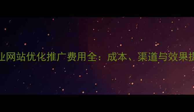 图片 阜阳企业网站优化推广费用全：成本、渠道与效果提升指南