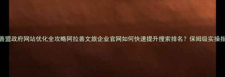 图片 阿拉善盟政府网站优化全攻略阿拉善文旅企业官网如何快速提升搜索排名？保姆级实操指南📈