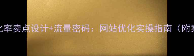 图片 高转化率卖点设计+流量密码：网站优化实操指南（附案例）