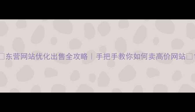 图片 🌟东营网站优化出售全攻略｜手把手教你如何卖高价网站✨1