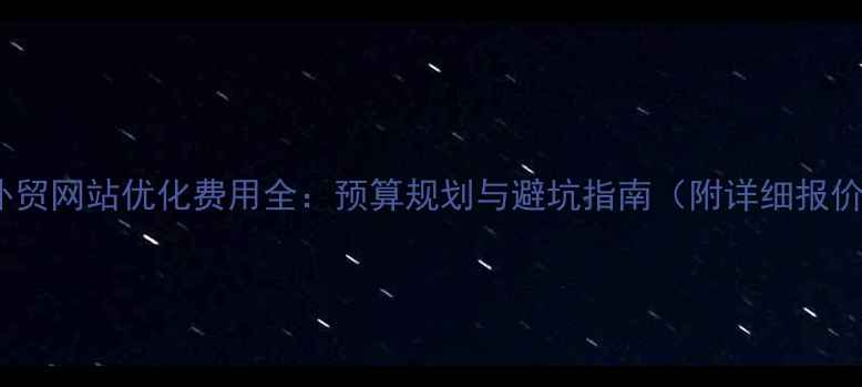 图片 🌟外贸网站优化费用全：预算规划与避坑指南（附详细报价）2