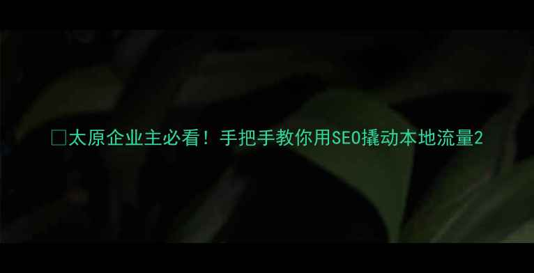图片 🌟太原企业主必看！手把手教你用SEO撬动本地流量2