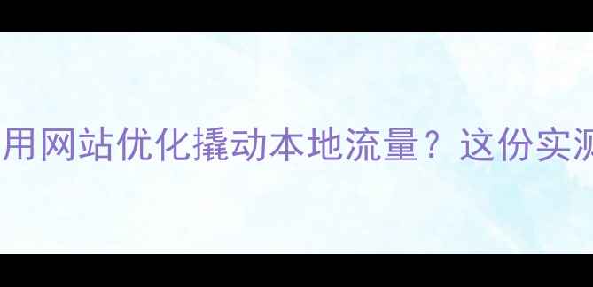 图片 🌟辽宁企业如何用网站优化撬动本地流量？这份实测指南请收好！1