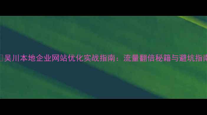 图片 💡吴川本地企业网站优化实战指南：流量翻倍秘籍与避坑指南