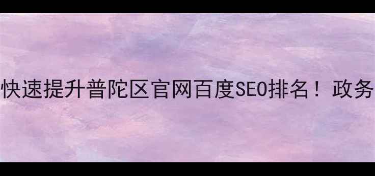 图片 🔥10个技巧教你快速提升普陀区官网百度SEO排名！政务网站优化全攻略