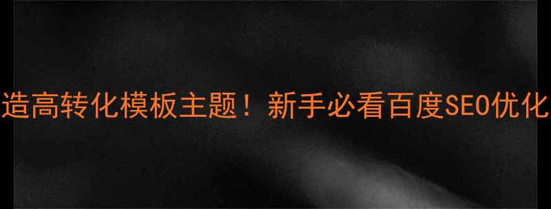 图片 🔥3步打造高转化模板主题！新手必看百度SEO优化指南🔥2