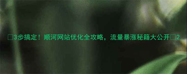 图片 🔥3步搞定！顺河网站优化全攻略，流量暴涨秘籍大公开💥2