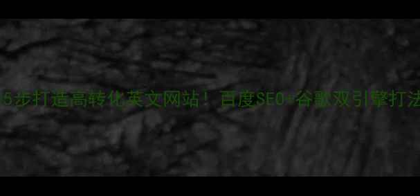 图片 🔥5步打造高转化英文网站！百度SEO+谷歌双引擎打法2