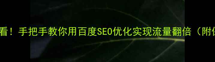图片 🔥企业建站必看！手把手教你用百度SEO优化实现流量翻倍（附保姆级步骤）2