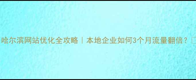 图片 🔥哈尔滨网站优化全攻略｜本地企业如何3个月流量翻倍？🔥1