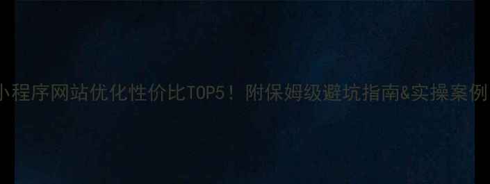 图片 🔥小程序网站优化性价比TOP5！附保姆级避坑指南&实操案例💡2