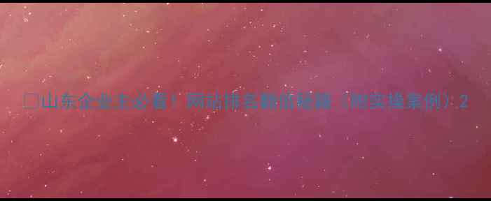 图片 🔥山东企业主必看！网站排名翻倍秘籍（附实操案例）2