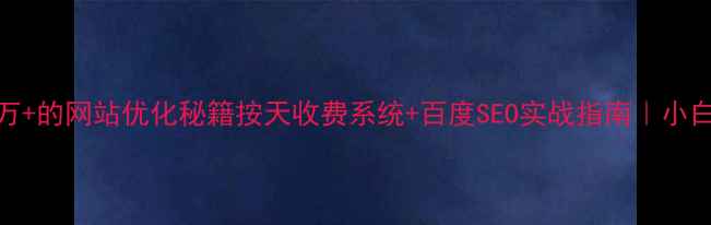 图片 🔥月入10万+的网站优化秘籍按天收费系统+百度SEO实战指南｜小白也能做！