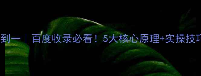 图片 🔥网站优化从零到一｜百度收录必看！5大核心原理+实操技巧（附案例）💡2