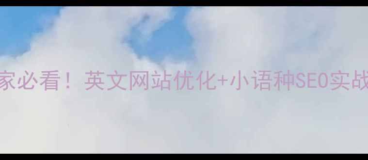 图片 🔥跨境卖家必看！英文网站优化+小语种SEO实战全攻略🔥