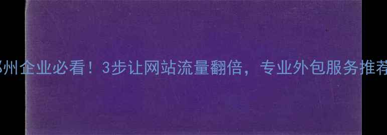 图片 🔥郑州企业必看！3步让网站流量翻倍，专业外包服务推荐💻2