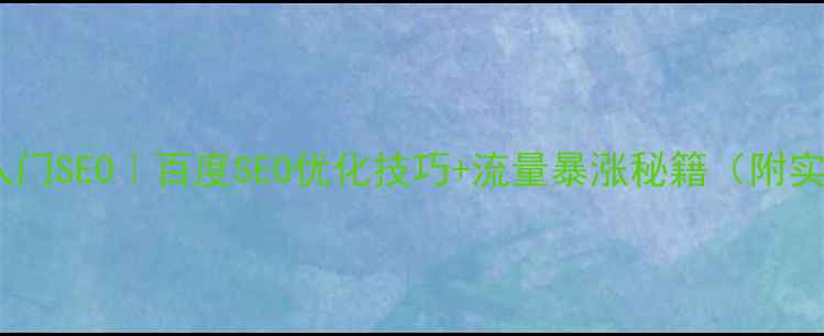 图片 🔥零基础入门SEO｜百度SEO优化技巧+流量暴涨秘籍（附实操案例）2